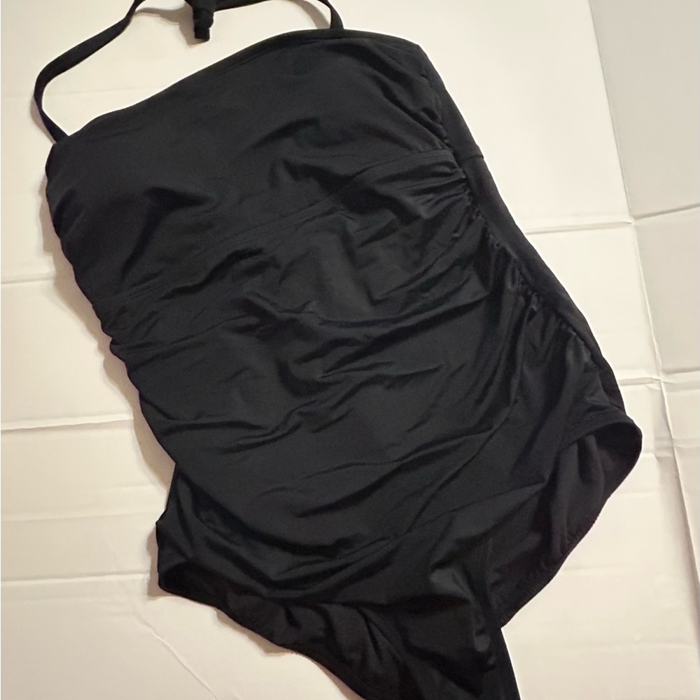 NWT 1X Time and Tru Classic Black One Piece Swimsuit